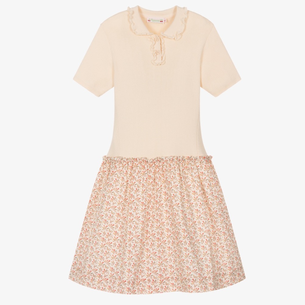 NWT Bonpoint Cream and Pink Floral Dress